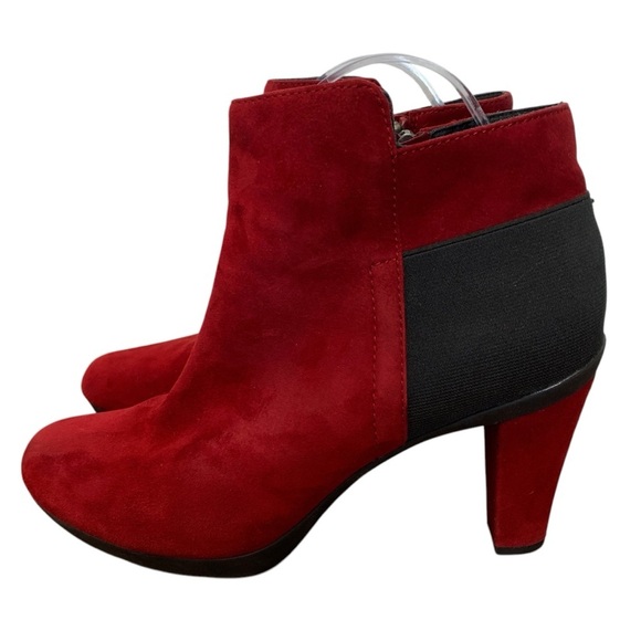 GEOX Respira Boots Womens 10 Red Black High Heels Leather Sexy Valentine’s Day - Picture 4 of 11